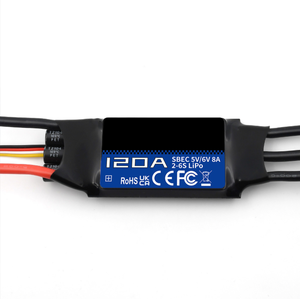 Contrôleur électronique de vitesse sans balais 120A ESC SBEC série G2 2-6S Lipo, connecteur XT90 programmable pour drones FPV à aile fixe RC - Product Image 2