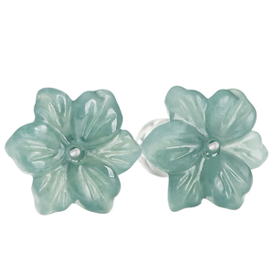 Pendientes de Jade Natural Auténtico de Grado A, Diseño de Flor de Lirio Azul, Pétalos de Jade de Grado Hielo, Plata S925, Estilo Tradicional para Mujer - Product Image 5