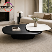 Table basse moderne rotative en pierre, forme irrégulière, luxe italien, noire, pour salon, petit appartement, hôtel, vente en gros, OEM, ODM