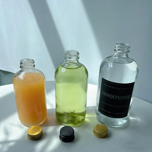 Impresión de Etiquetas y Logotipos, Botella Redonda de Vidrio para Bebidas, 8oz 250ml 12oz 350ml 500ml 16oz, Transparente con Tapa Metálica de Rosca de 28mm - Product Image 4