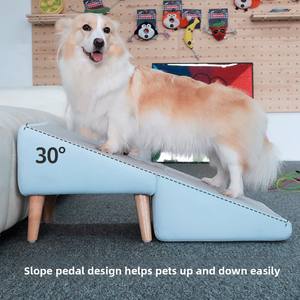 उच्च गुणवत्ता वाले ठोस लकड़ी के कुत्ते रैंप टोमन कुत्तों के लिए गैर-पर्ची सतह पालतू सीढ़ियाँ - Product Image 2