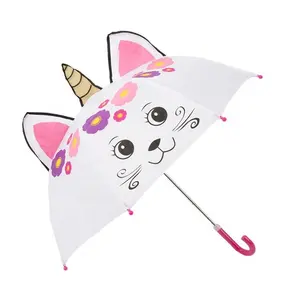 安い赤ちゃん漫画動物子供用傘、猫の耳が付いた最新の子供用プレーン傘、子供用傘セット