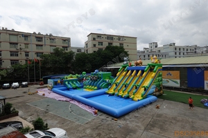 Toboggan aquatique gonflable commercial Jungle <span class=keywords><strong>Safari</strong></span> avec piscines, thème animaux géants pour enfants, équipement de location pour fête aquatique <span class=keywords><strong>en</strong></span> plein air - Product Image 3