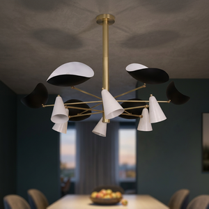 Modern Brass Chandelier With Black And <b>White</b> Shades Gold Plated Ceiling Light For Home Decoration - Product Image 2