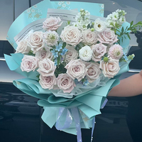 Bahan Florist Grosir Kertas Ouya Tahan Air Cetak Bunga Liar Pegunungan Segar Kertas Pembungkus Buket Bunga
