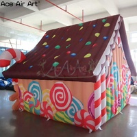 Maison de Noël géante gonflable avec décorations de canne à sucre, maison gonflable de vacances pour la cour extérieure, les événements et les fêtes.