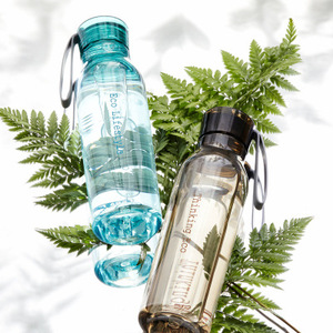 Hot sale bpa free 500ml sport water bottle customized Plastic clear drinking water bottle with silicone strap