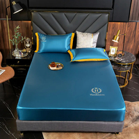 Drap-housse en soie de mûrier naturel quatre coins avec une bande élastique housse de matelas drap de lit de couleur unie