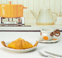 Ensemble de vaisselle haut de gamme en céramique créative : Tasse à café 3D, Assiette, Bol, Contenant alimentaire pour boulangerie, pain, croissant, toast