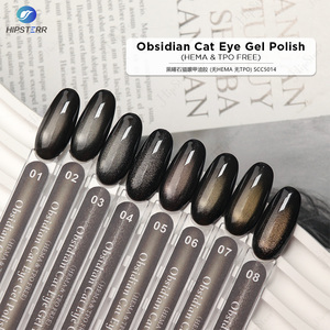 Vernis Gel Effet Œil de Chat Obsidienne Sans HEMA ni TPO, Paillettes Naturelles Effet Œil de Chat Obsidienne, Gel Métallique Argenté sur Base Gel Noire - Product Image 5