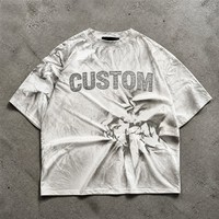 T-shirt personnalisé en coton épais, style vintage délavé à l'acide, pour homme, vente en gros, coupe oversize, imprimé graphique, streetwear, col rond