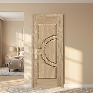 Puerta Batiente Moderna de Madera <span class=keywords><strong>Vella</strong></span> House JHK-014, Chapa de Roble Rojo Sólido, Diseño Interior para Sala de Estar y Baño, Fábrica China - Product Image 1