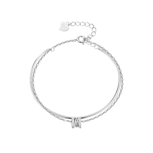 Braccialetto a vita in <span class=keywords><strong>argento</strong></span> LT-340 <span class=keywords><strong>925</strong></span> per ragazze in stile High-End, migliore amico, accessorio a doppio strato, braccialetti a maglie di lusso - Product Image 5