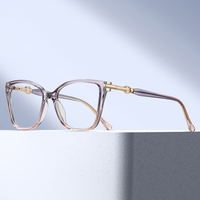 MS 97828 Gafas de Mujer Transparentes TR con Protección Anti Luz Azul, Montura Geométrica, Patillas Metálicas Huecas, Diseño Moderno y Elegante