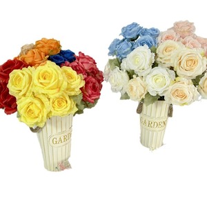 Bouquet de roses artificielles Diana Rose à 5 têtes pour mariage, décoration intérieure, fleurs en tissu tressé - Product Image 5