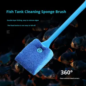 فرشاة تنظيف إسفنجية متعددة الوظائف بمقبض طويل لحوض السمك، تنظيف 360 درجة وأداة مسح زجاج مغناطيسية للجدار الداخلي - Product Image 2