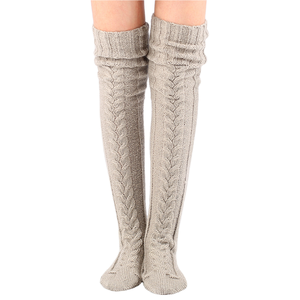 Wholesale Custom Made Thin Acrylic <b>Leg</b> <b>Warmers</b> 3D Pattern Thigh High Over Knee Socks for Women Winter Quick Dry - Product Image 2