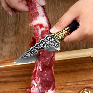 Cuchillos hechos a mano de acero inoxidable con diseño tallado grueso <span class=keywords><strong>para</strong></span> acampar al aire libre, cortar <span class=keywords><strong>carne</strong></span>, <span class=keywords><strong>comer</strong></span>, <span class=keywords><strong>cuchillo</strong></span> de mano conveniente - Product Image 2
