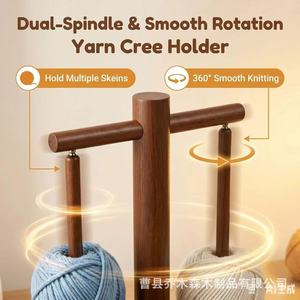 Wooden Yarn Rack Dual Axis Rotating Desktop Storage With <b>Crochet</b> <b>Hook</b> Holder And Scissors Tray For Knitting Crafting - Product Image 5