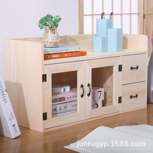 Wooden <b>Desktop</b> Storage Cabinet With Drawers For Jewelry And Cosmetics Chinese Style Organizer Retro Color Natural Wood - Product Image 3
