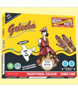 Black Jumbo Gold Henna Cone Ready to Use Smooth Mehandi Paste for <b>Bridal</b> Wedding Festival Design Use - Product Image 1