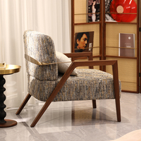 Fauteuil de détente moderne en bois massif, fauteuil d'appoint rembourré, siège inclinable pour salon, hôtel, chambre, bureau