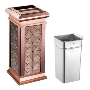 Cubo de basura de acero inoxidable para pasillo de <span class=keywords><strong>Hotel</strong></span>, cubo de basura duradero de gran capacidad, contenedor de basura moderno para sala y habitación pública - Product Image 3