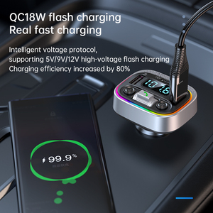 BT 5.1 Lecteur MP3 de voiture avec 5V 2 USB Transmetteur FM sans fil mains libres Chargeur PD20W-Lecteur de musique noir pour véhicules - Product Image 4