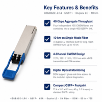 Transceiver optique QSFP+ LR4 40G 1310nm 10km Duplex LC compatible Arista QSFP-40G-LR4