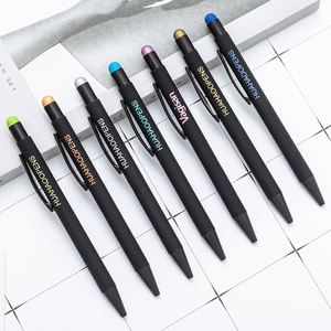 New Promotional Black 2 in 1 Stylus Metal Ballpoint Pen With Soft Rubber Aluminum Rod Manufactures Printable Logo Advertising - Product Image 1