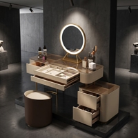 Coiffeuse de Maquillage Intelligente Moderne de Luxe 2026, Meilleure Vente, Durable, avec Plateau en Bois Massif, Miroir LED, Tiroirs à Bijoux et Recharge Sans Fil