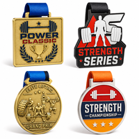 Medaglie Personalizzate in Lega di Zinco Elettroplaccata per Powerlifting, con Rilievo 3D e Nastro, per Premiazioni di Eventi Fitness e di Forza