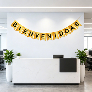 Guirnalda de Letras Doradas 'Bienvenidas' Hechas a Mano con Plástico Resistente, Color Negro, 14 Piezas, 4 Metros - Product Image 5