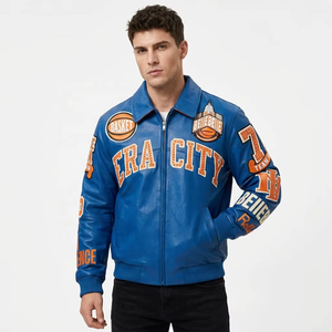 Blouson Bomber en <span class=keywords><strong>Cuir</strong></span> d'Agneau Personnalisé avec Strass, Style Varsity de Luxe pour <span class=keywords><strong>Homme</strong></span>, Appliqué, pour Joueur de Baseball, Fabrication OEM 2026 - Product Image 6