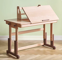 E2165 Table et bureau d'apprentissage et d'étude en bois de hêtre multifonctionnel réglable pour enfants et enfants et étudiants