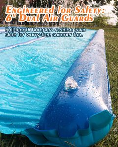 Tobogán Acuático Doble Azul con Aspersor y Protección de Doble Línea para Niños y Adultos, Diversión en el Patio Trasero - Product Image 3