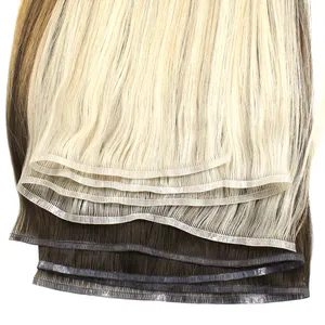 Salon Flat Weft Hair Extensions Full Cuticle Virgin Remy Human Hair Invisible PU Flat Weft Human Hair Extensions