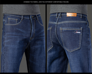 <span class=keywords><strong>Jeans</strong></span> in Denim Autunno Inverno da <span class=keywords><strong>Uomo</strong></span>, Foderati in Pile, Ispessiti, Larghi, Dritti, Lavaggio Medio, Vita Alta, <span class=keywords><strong>Pantaloni</strong></span> Lunghi Caldi in Pile - Product Image 3