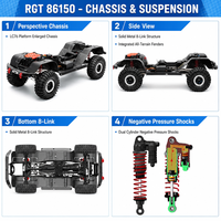 RGT EX86150 Pathfinder Voiture RC Crawler 4x4 Tout-Terrain à l'échelle 1/10 2.4G RTR avec Différentiel Bloquant à Distance, 2 Vitesses, en Résine et Métal 80A