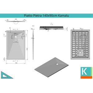 Vassoio doccia acrilico moderno 140x90 in nero Color pietra artificiale Kamalu per l'applicazione dell'hotel - Product Image 2