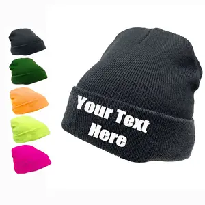 Portata standard BSCI Audit nero pianura uomo cappellino invernale cappelli ricamo LOGO personalizzato maglia Skullies berretto cappello invernale a costine termiche