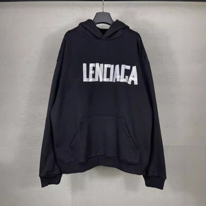 Sudadera con Capucha de Algodón de 460g, Estilo Holgado, Lavado Abrasivo, Estampado de Torre con Logotipo de Doble Aro Bordado, Versión Paris High B Home 24 - Product Image 1
