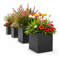 Ventes en gros de jardinières en métal noir pour l'extérieur, grandes jardinières rectangulaires carrées, pots à fleurs pour jardin, patio, aménagement paysager