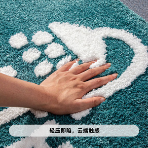 แผ่นรองอาบน้ำทำจากเส้นใยโพลีเอสเตอร์กันลื่นทรงสี่เหลี่ยมผืนผ้าลายการ์ตูน23DZT0038สีเขียว - Product Image 5