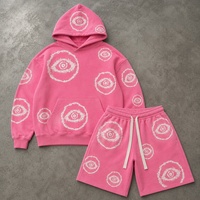 Ensemble sweat à capuche et short unisexe grande taille, en molleton épais, délavage vintage, style streetwear