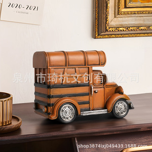 Retro Resin Locomotive And Truck Decorative <b>Ornaments</b> For Living Room Rustic Style Single Piece Package - Product Image 5