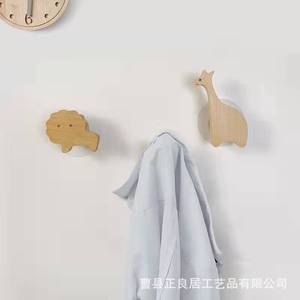 Wooden Animal Shape <b>Wall</b> <b>Hooks</b> Beech Wood Adhesive <b>Hook</b> For Home Kitchen Entryway Storage Decor - Product Image 3
