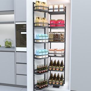 Modern Wooden Multi-Layer Pantry Organizer With Side Out Basket Tall <b>Kitchen</b> <b>Storage</b> <b>Unit</b> for In-Cabinet Installation <b>Kitchen</b> La - Product Image 4