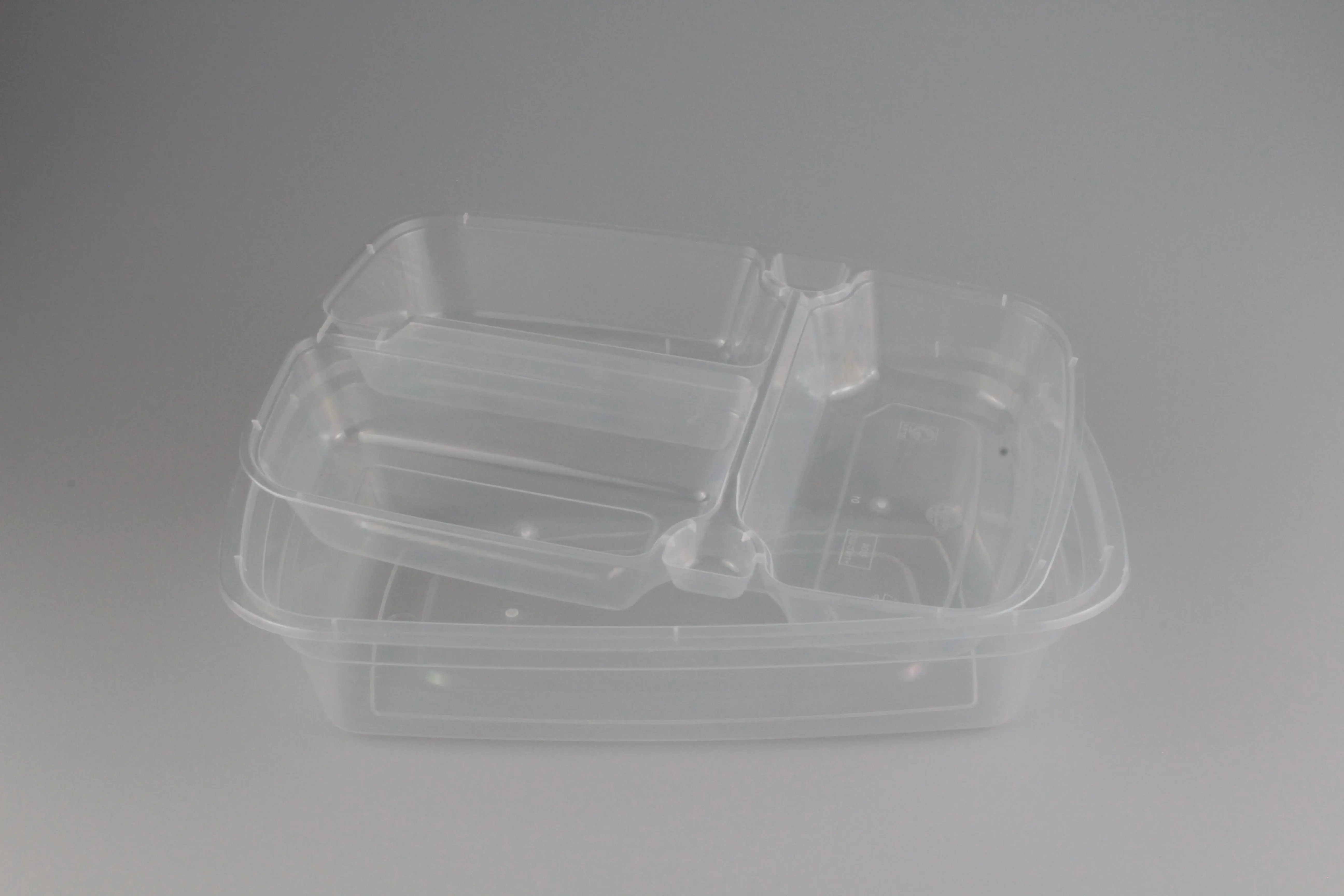Dernière conception emballage alimentaire en plastique à prix raisonnable boîte pliée 950ml boîte alimentaire rectangulaire en plastique américain jetable