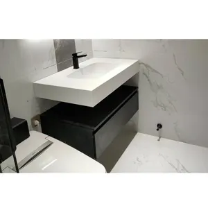 Comptoir en marbre personnalisé à surface solide Lavabos intégrés en pierre de salle de bain avec comptoirs
